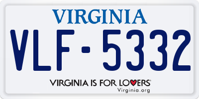 VA license plate VLF5332