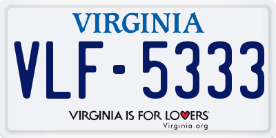 VA license plate VLF5333