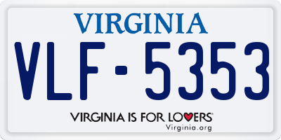 VA license plate VLF5353