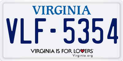 VA license plate VLF5354