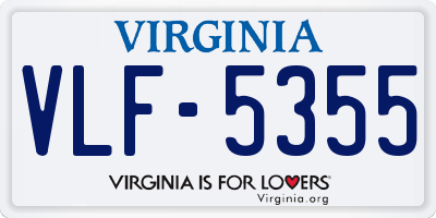 VA license plate VLF5355