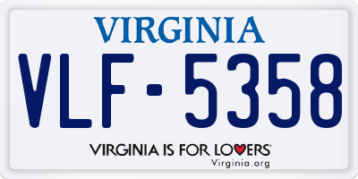VA license plate VLF5358