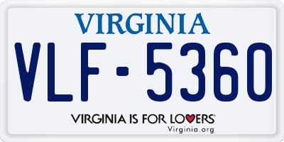 VA license plate VLF5360