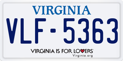 VA license plate VLF5363