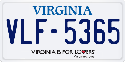 VA license plate VLF5365