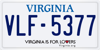 VA license plate VLF5377