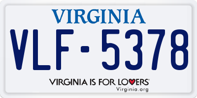 VA license plate VLF5378