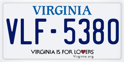 VA license plate VLF5380