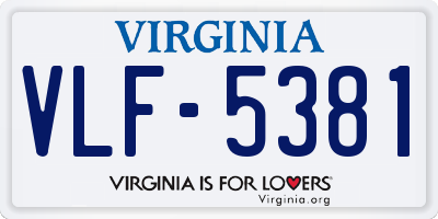 VA license plate VLF5381