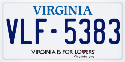 VA license plate VLF5383