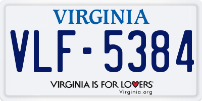 VA license plate VLF5384