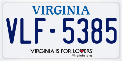 VA license plate VLF5385