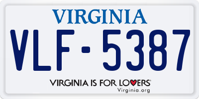 VA license plate VLF5387