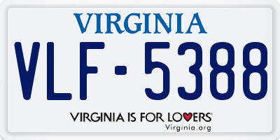 VA license plate VLF5388