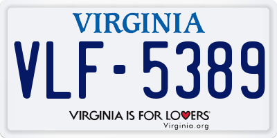 VA license plate VLF5389