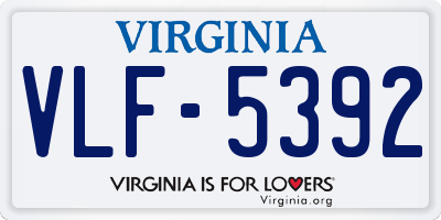 VA license plate VLF5392