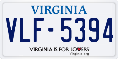 VA license plate VLF5394
