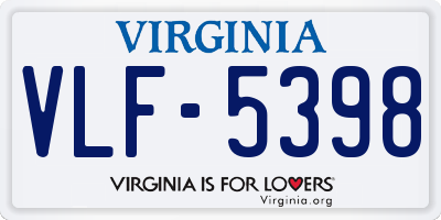 VA license plate VLF5398