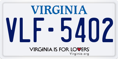 VA license plate VLF5402