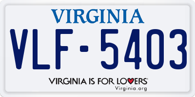 VA license plate VLF5403