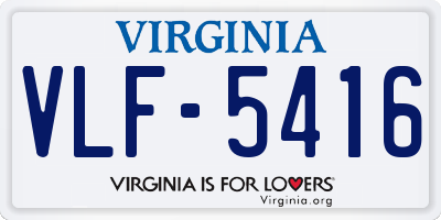 VA license plate VLF5416