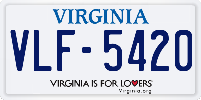VA license plate VLF5420