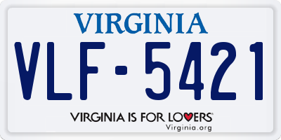 VA license plate VLF5421