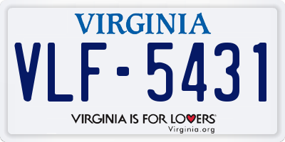 VA license plate VLF5431