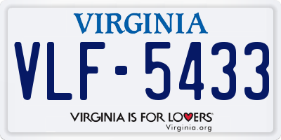 VA license plate VLF5433