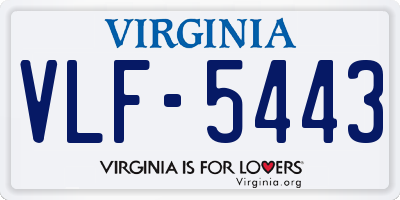 VA license plate VLF5443