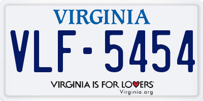 VA license plate VLF5454