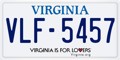VA license plate VLF5457