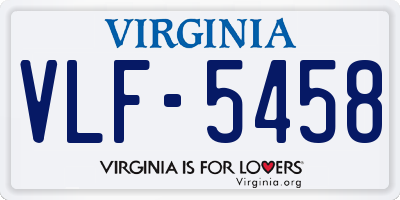 VA license plate VLF5458