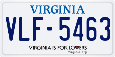 VA license plate VLF5463