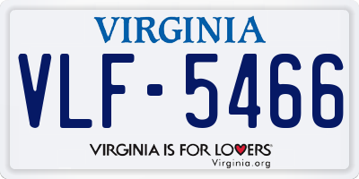VA license plate VLF5466