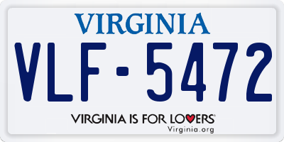 VA license plate VLF5472