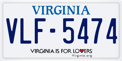 VA license plate VLF5474