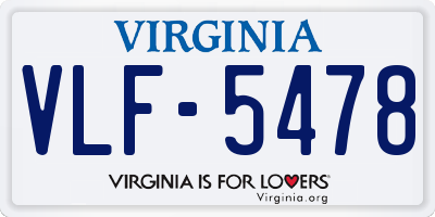 VA license plate VLF5478