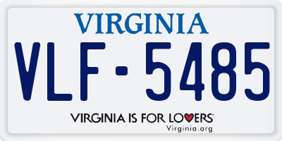 VA license plate VLF5485