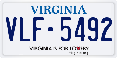 VA license plate VLF5492