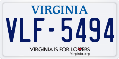 VA license plate VLF5494