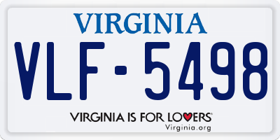 VA license plate VLF5498