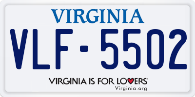 VA license plate VLF5502