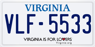 VA license plate VLF5533