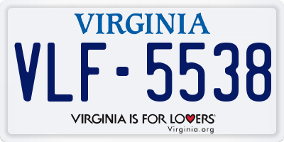 VA license plate VLF5538
