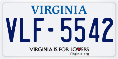 VA license plate VLF5542