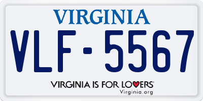 VA license plate VLF5567