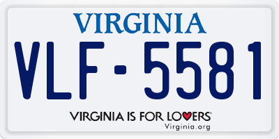 VA license plate VLF5581