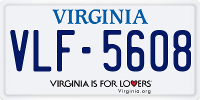 VA license plate VLF5608