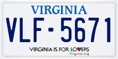 VA license plate VLF5671